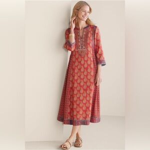 Soft Surroundings | Women's Boho Embroidered Beaded Phoenix Dress Size XL